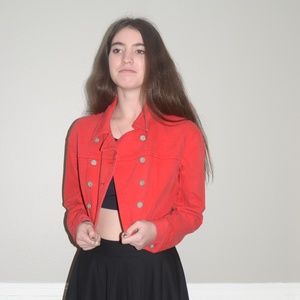 Calvin Klein vintage red cropped jean jacket small